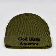 Load image into Gallery viewer, &quot;God Bless America&quot; Olive Green Knit Cap