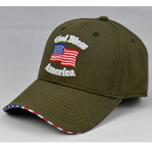 Load image into Gallery viewer, &quot;God Bless America&quot; w/ American Flag Bill in Olive Green