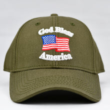 Load image into Gallery viewer, “God Bless America” w/ American Flag in Olive Green