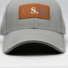 Load image into Gallery viewer, &quot;USA&quot; w/ RBW Embossed Leather Patch in Grey