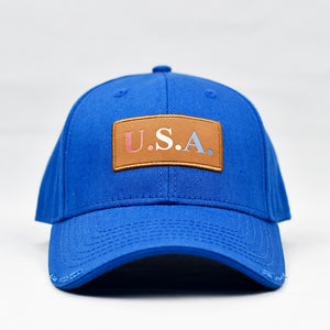 "USA" w/ RBW Embossed Leather Patch in Royal Blue