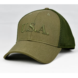 "U.S.A" Olive Embroidered in Olive Green