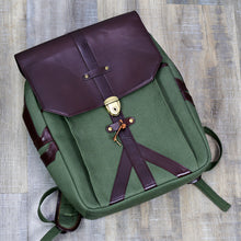 Load image into Gallery viewer, Artisti Leather &amp; Canvas Backpack