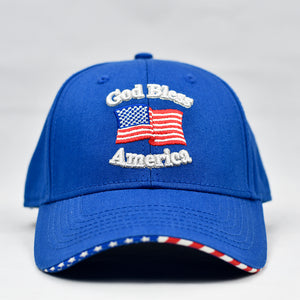 "God Bless America" w/ American Flag Bill in Royal Blue
