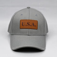 Load image into Gallery viewer, &quot;USA&quot; w/ Embossed Leather Patch in Grey