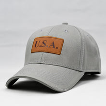Load image into Gallery viewer, &quot;USA&quot; w/ Embossed Leather Patch in Grey
