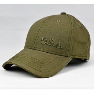 "U.S.A" Olive Embroidered FR in Olive Green