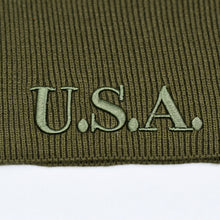 Load image into Gallery viewer, &quot;U.S.A.&quot; Olive Green Knit Cap
