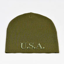Load image into Gallery viewer, &quot;U.S.A.&quot; Olive Green Knit Cap